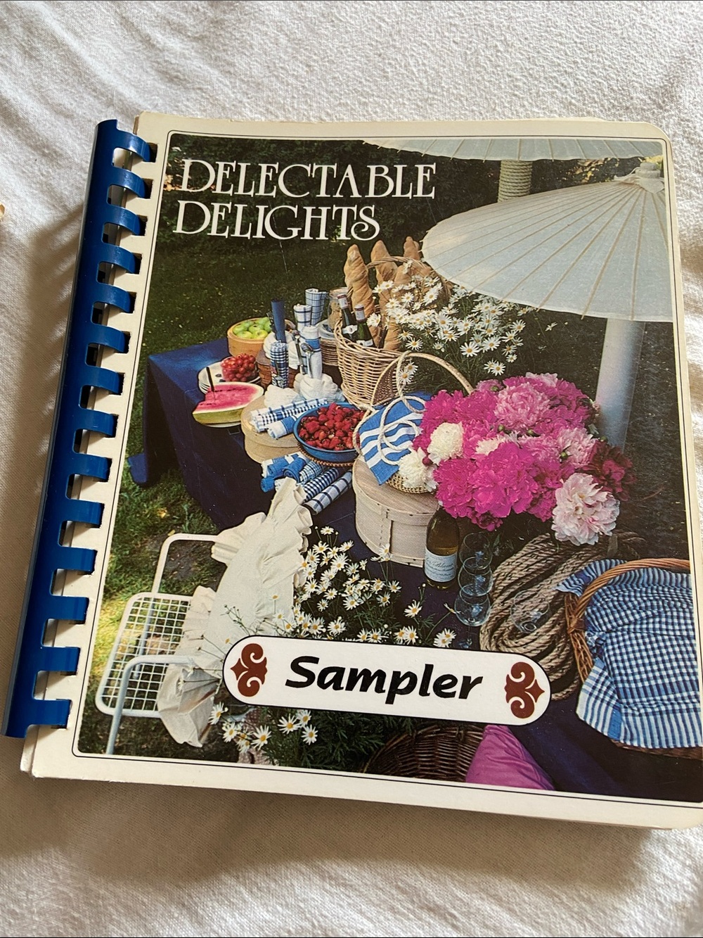 Vintage 90s 1990s Delectable Delights Sampler spiral Cookbook recipe recipes